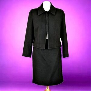 Small Laurel Jeans Italy Black Skirt Blazer Jacket Suit Wool Classic 36 US 2‎
